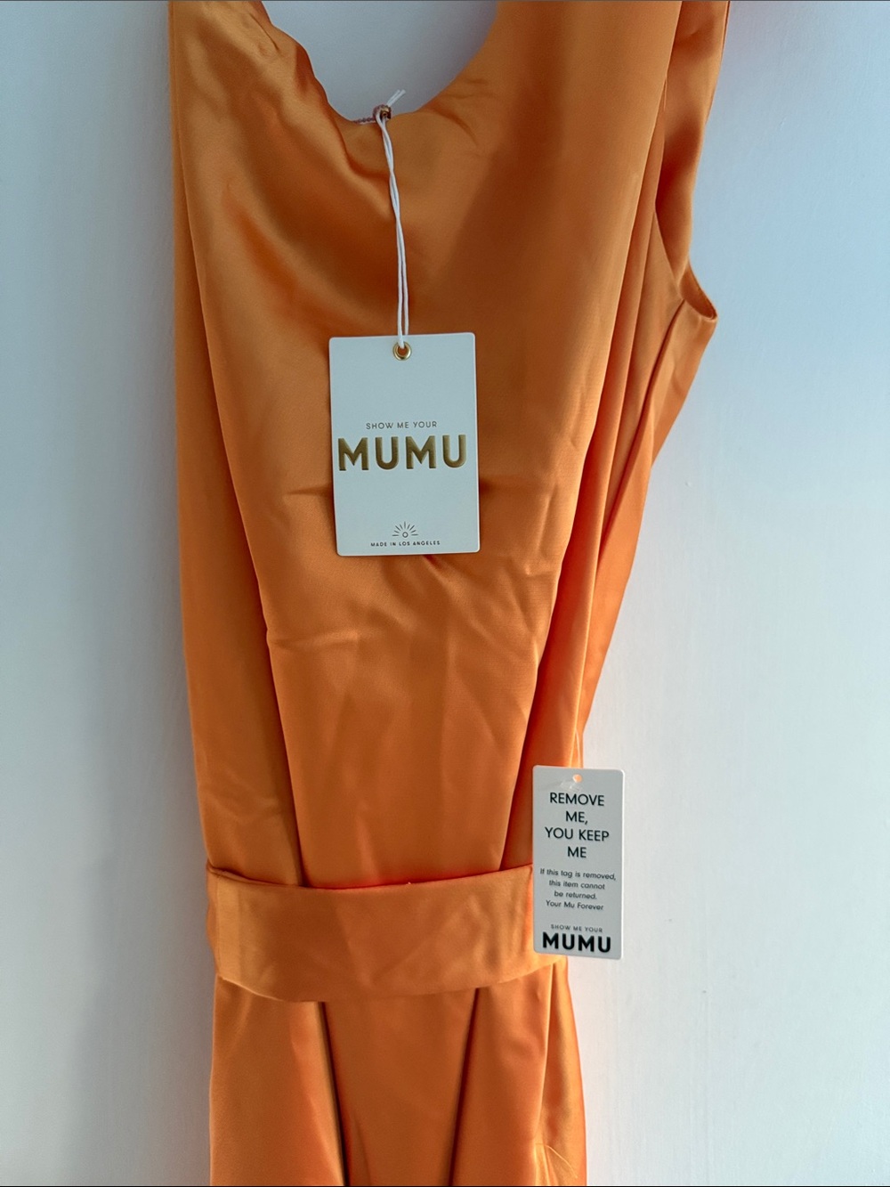 Show Me Your MuMu One-Shoulder Satin Gown in Burnt Orange - Picture 2 of 5